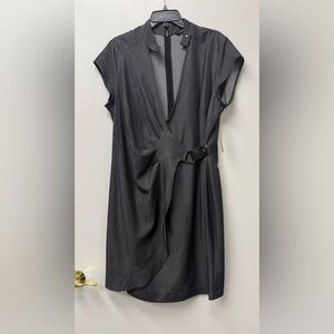Elegant Black/ Grey Wrap Dress
